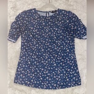 ALLEGRA K blue floral blouse